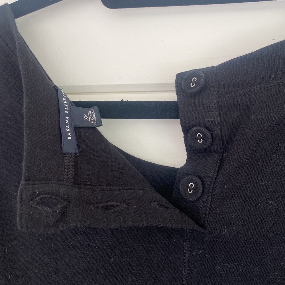 Banana Republic | Black Knee Length Poplin Cotton Half Sleeve Dress - Picture 4 of 8